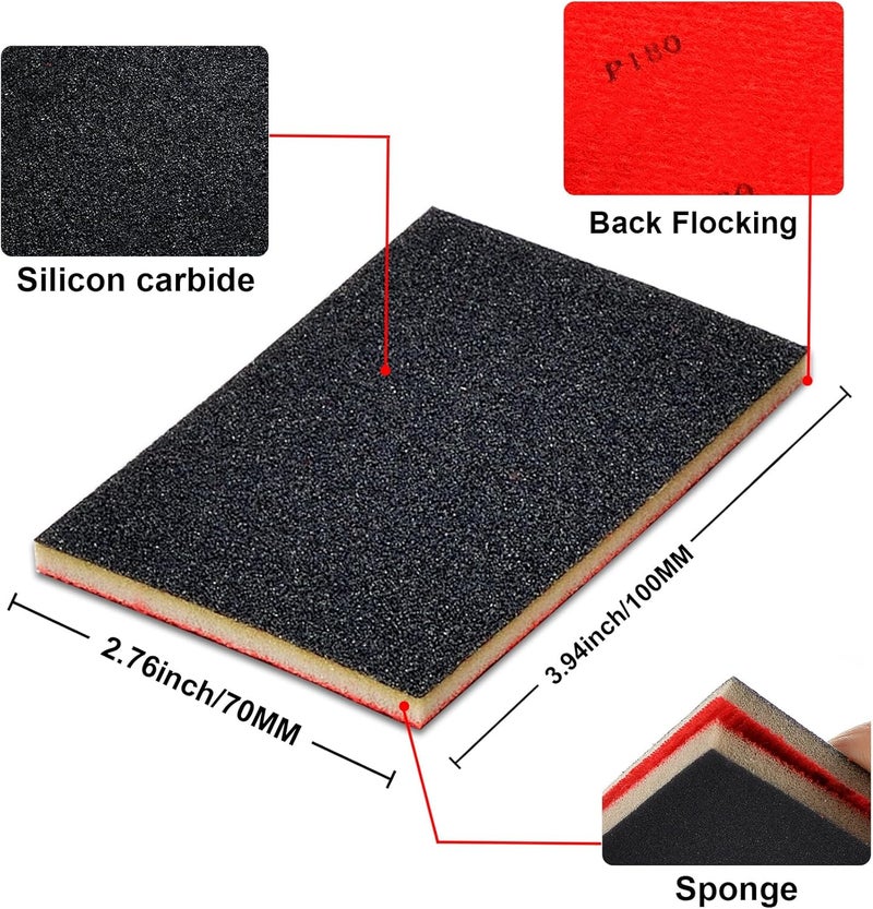 MAXMAN مجموعة إسفنجات صنفرة 20 قطعة، 800-1000 حبيبة، كتلة صنفرة يد ناعمة، ورق صنفرة رطب وجاف 3x4 بوصة، إسفنجة ورق صنفرة فائقة النعومة، وسادات صنفرة قابلة لإعادة الاستخدام للمعادن والأخشاب والأثاث ونماذج الجدران الجافة. - Image 2